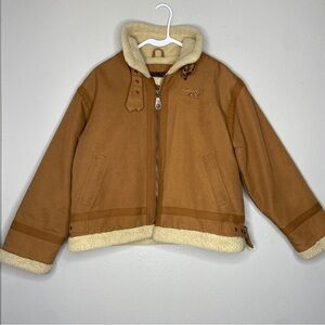 South Pole Big Kids Brown Jacket M 12-14 Canvas Lined Heavy Winter Coat
